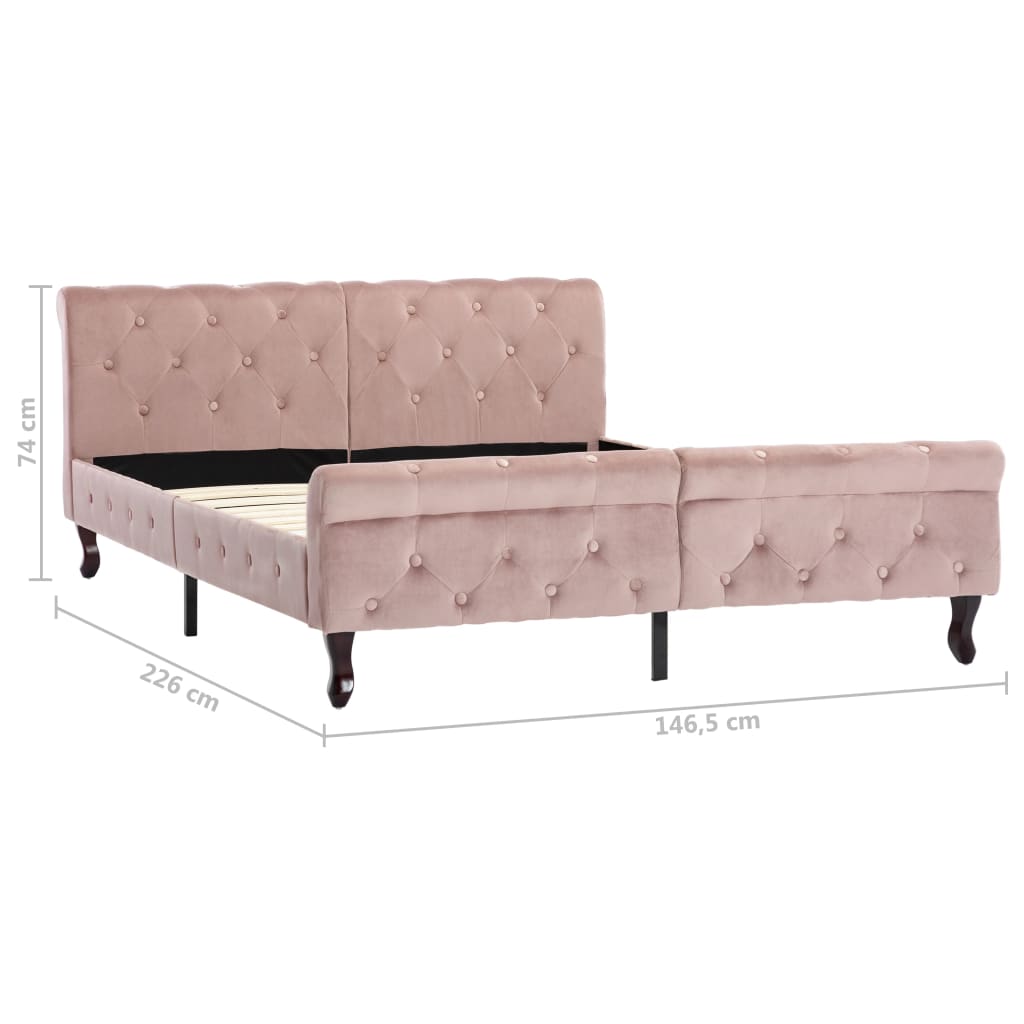 Bedframe fluweel roze 140x200 cm – afbeelding 7