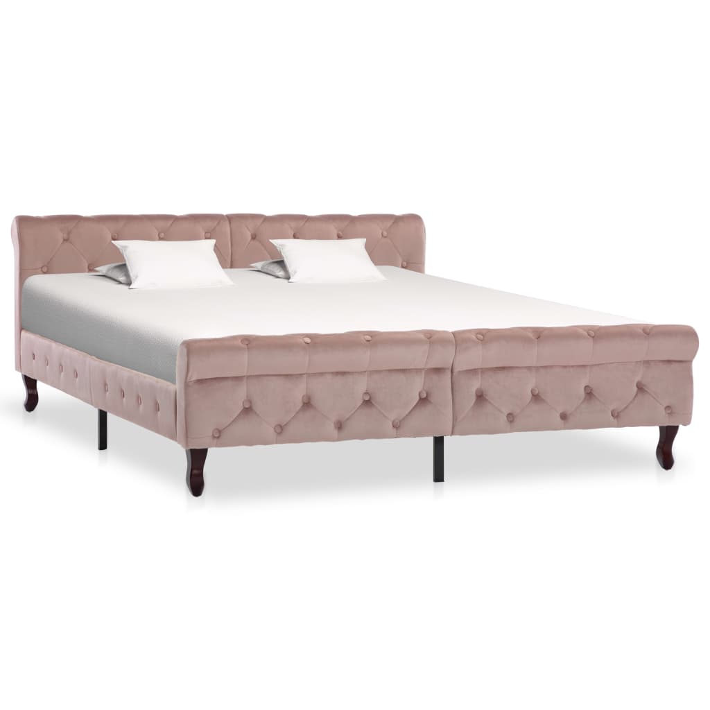 Bedframe fluweel roze 160x200 cm – afbeelding 1