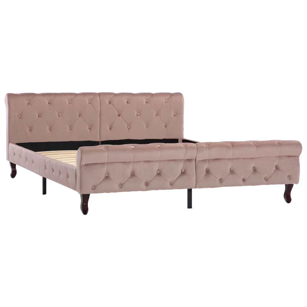 Bedframe fluweel roze 160x200 cm – afbeelding 2