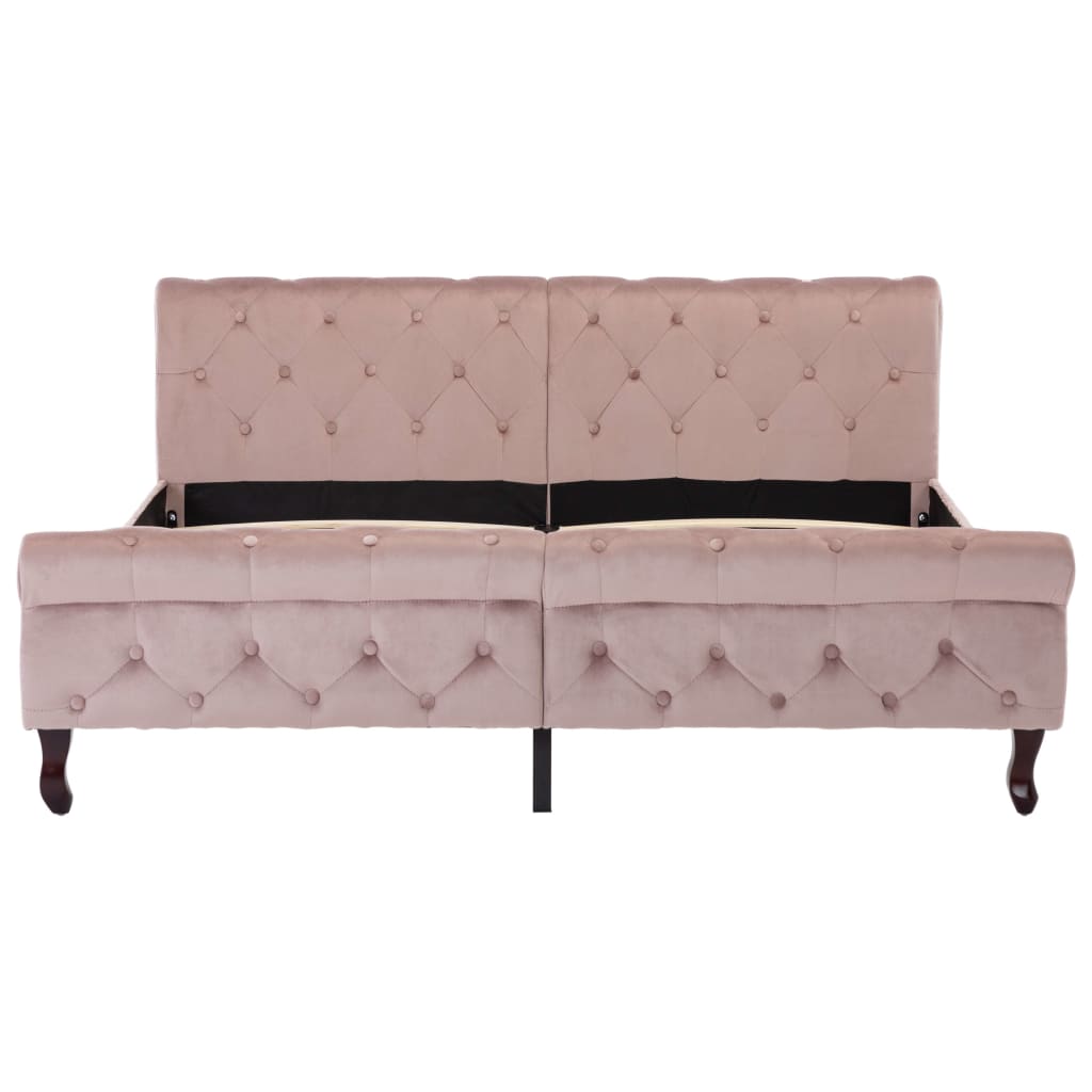 Bedframe fluweel roze 160x200 cm – afbeelding 3