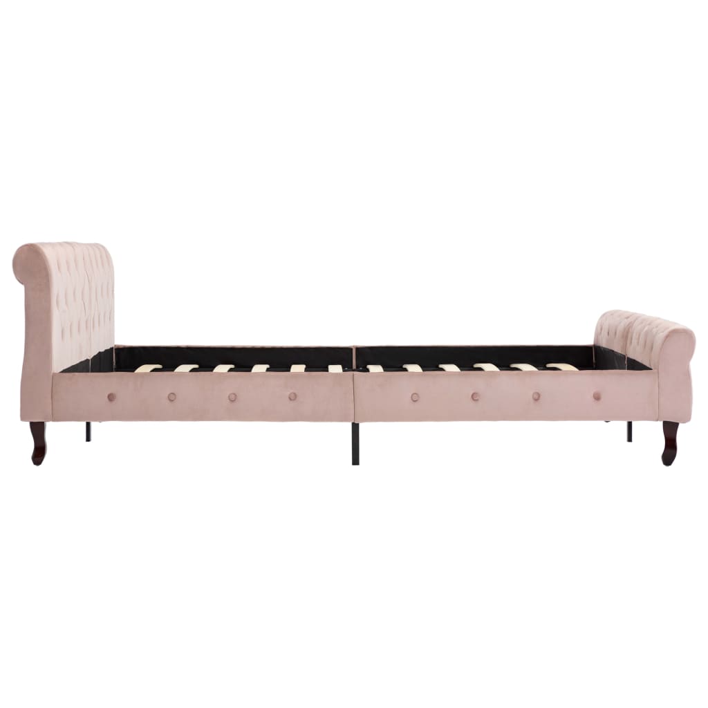Bedframe fluweel roze 160x200 cm – afbeelding 4