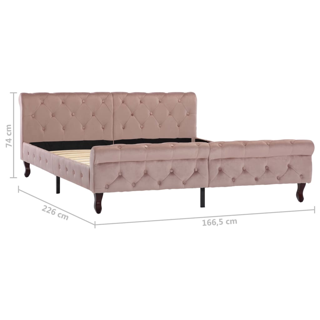 Bedframe fluweel roze 160x200 cm – afbeelding 7