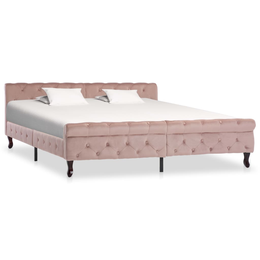 Bedframe fluweel roze 180x200 cm – afbeelding 1