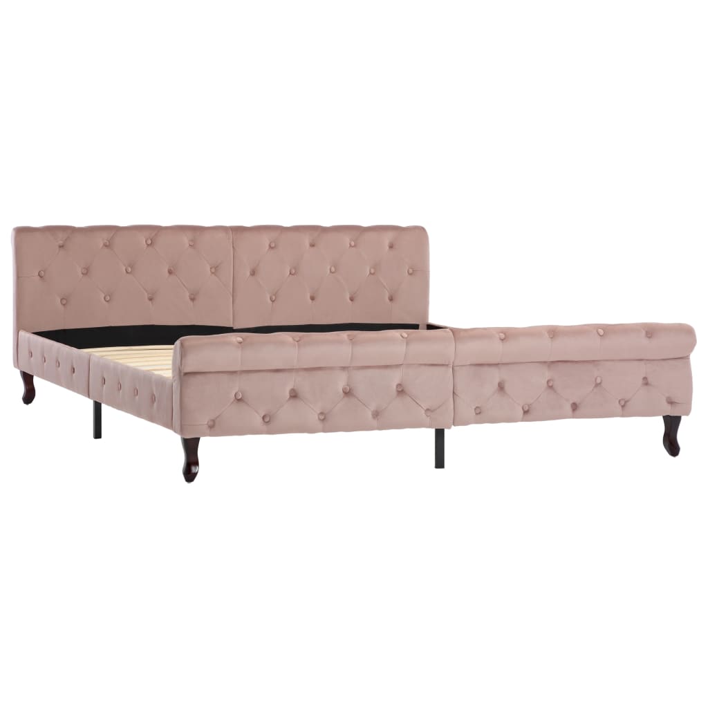Bedframe fluweel roze 180x200 cm – afbeelding 2