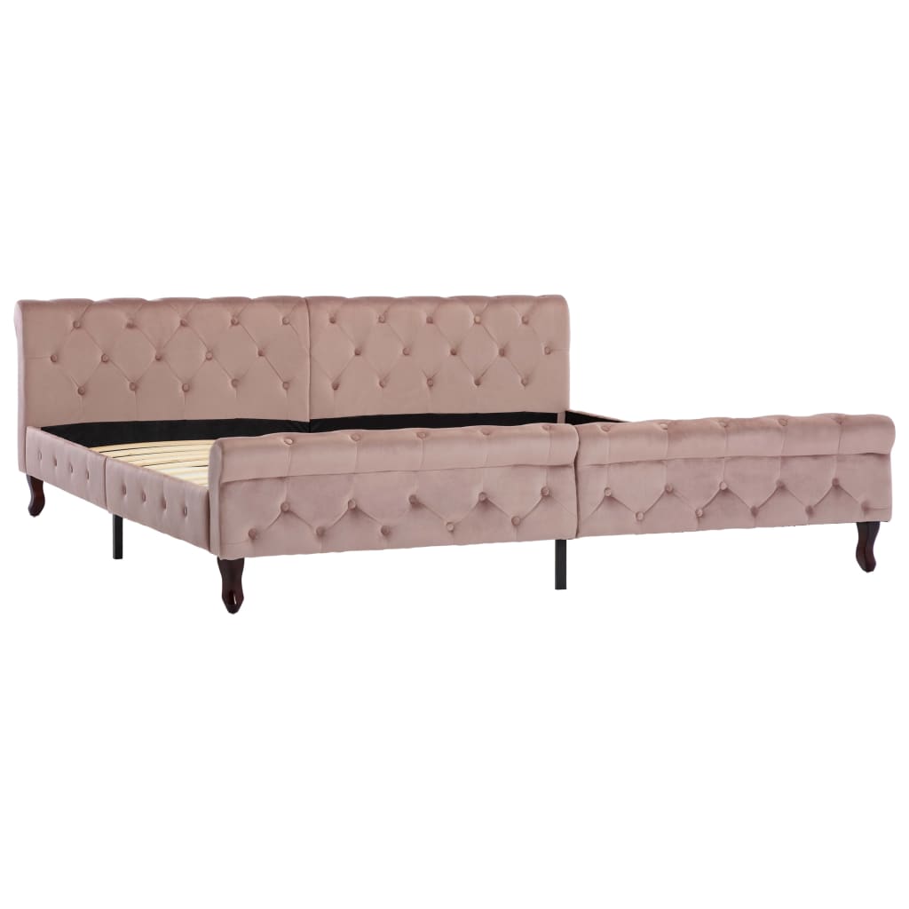 Bedframe fluweel roze 200x200 cm – afbeelding 2