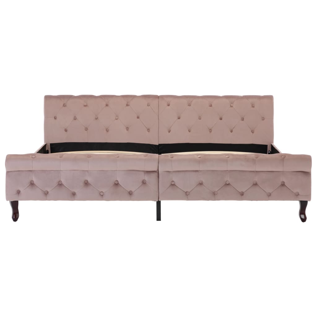 Bedframe fluweel roze 200x200 cm – afbeelding 3