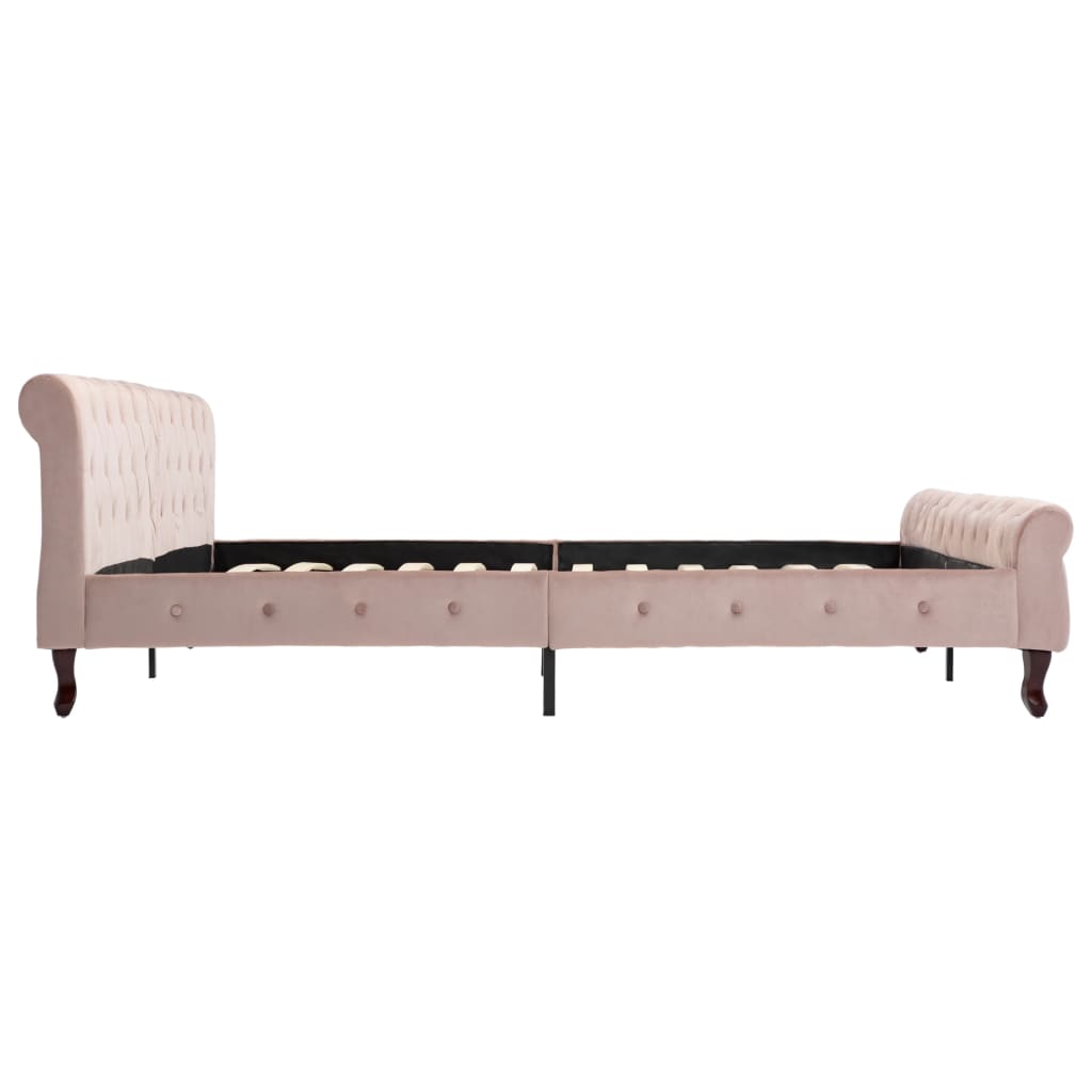 Bedframe fluweel roze 200x200 cm – afbeelding 4