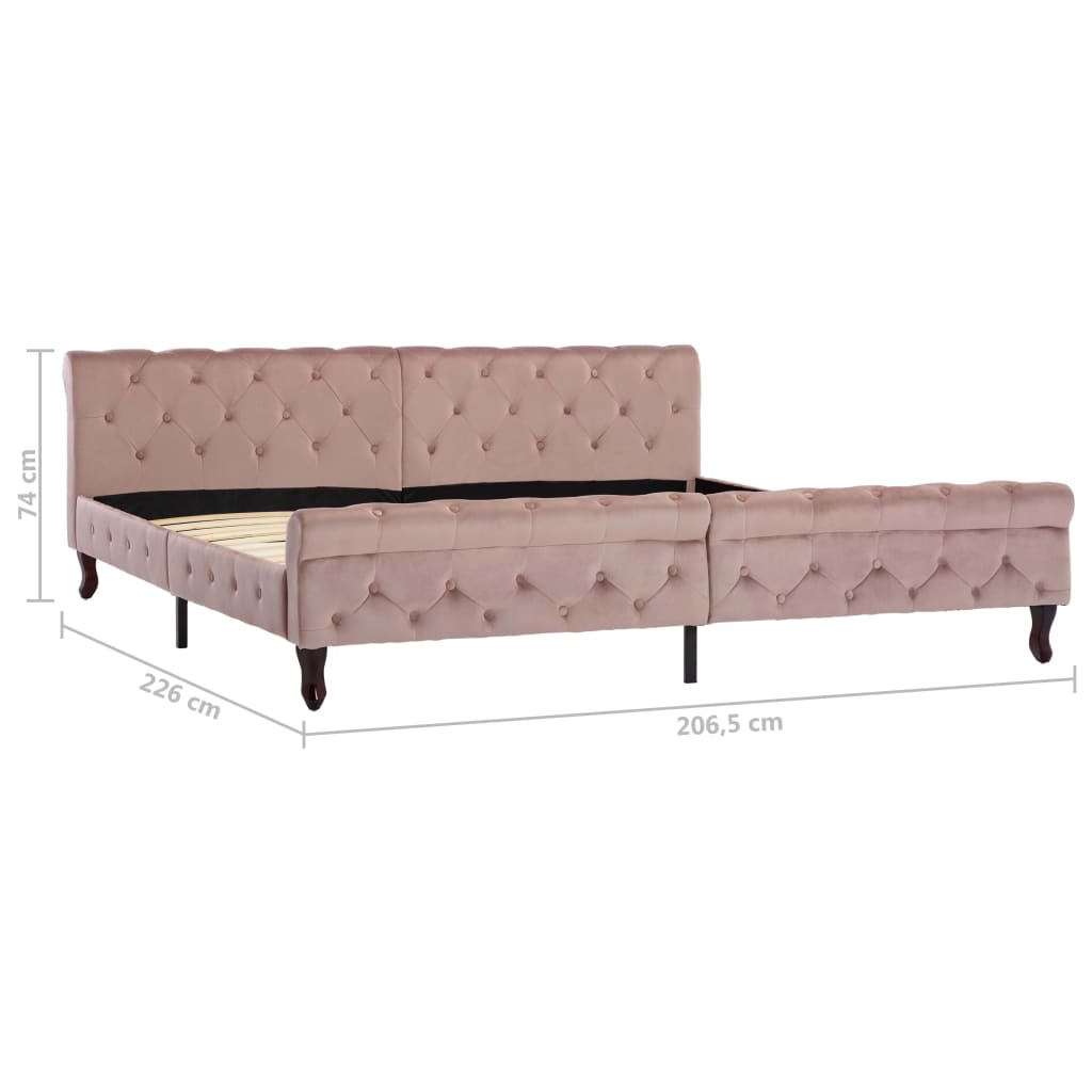 Bedframe fluweel roze 200x200 cm – afbeelding 7