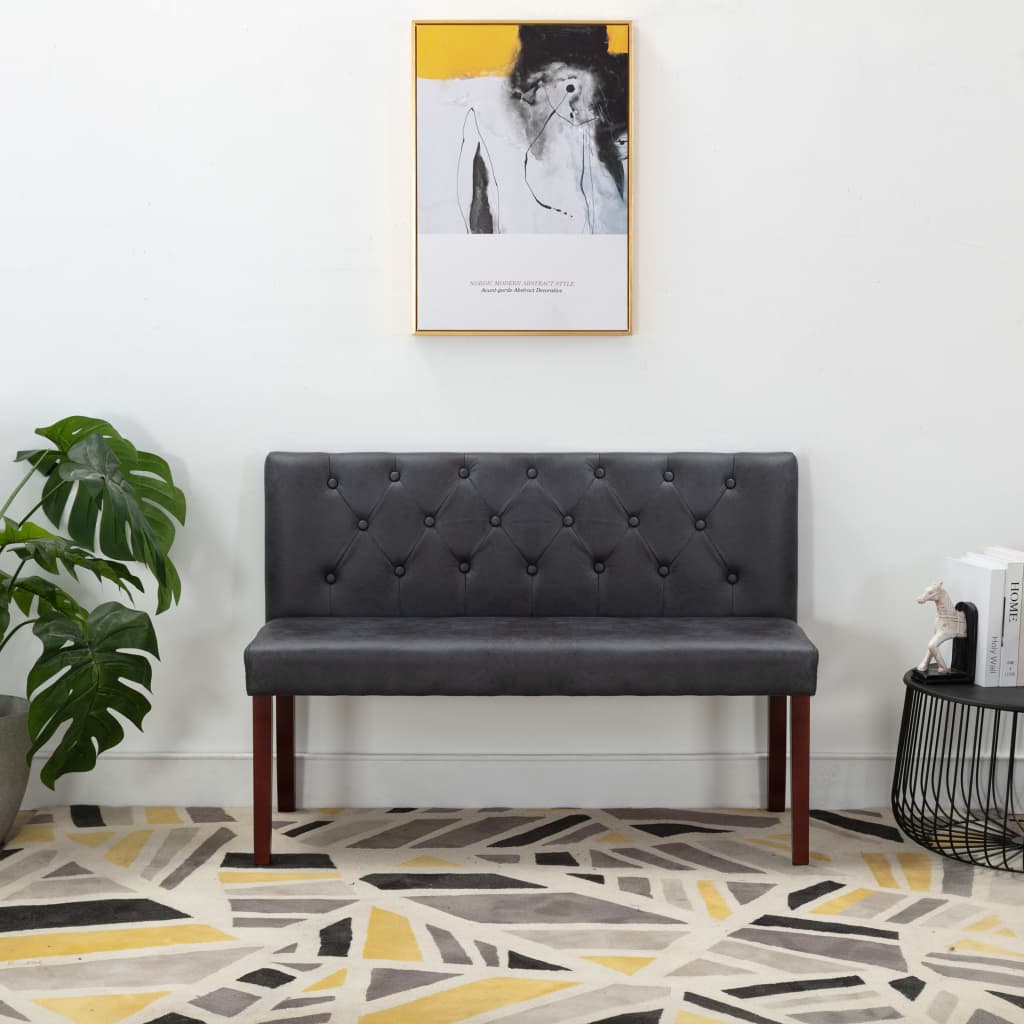 Bankje 120 cm kunstsuède grijs
