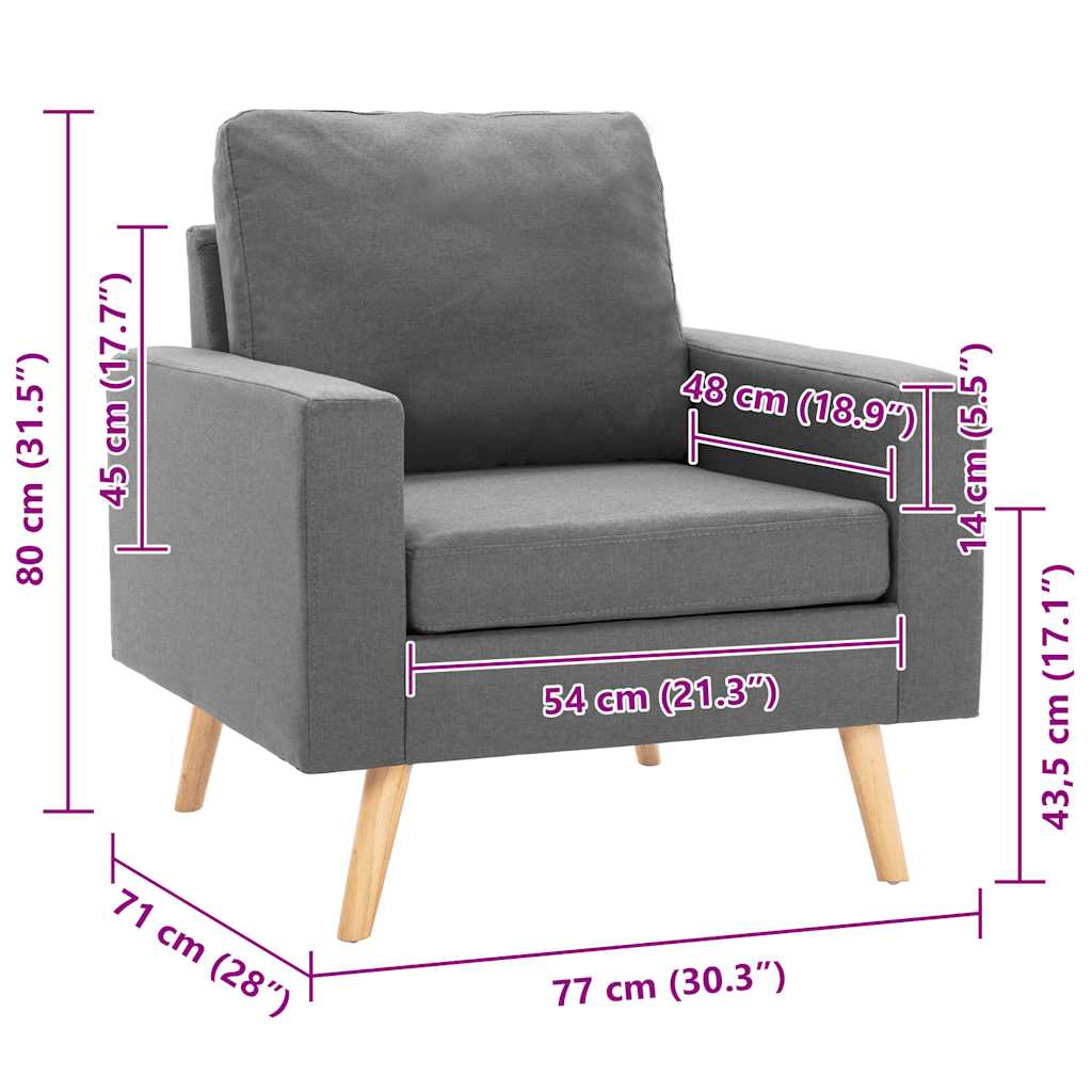 Fauteuil stof lichtgrijs – afbeelding 7