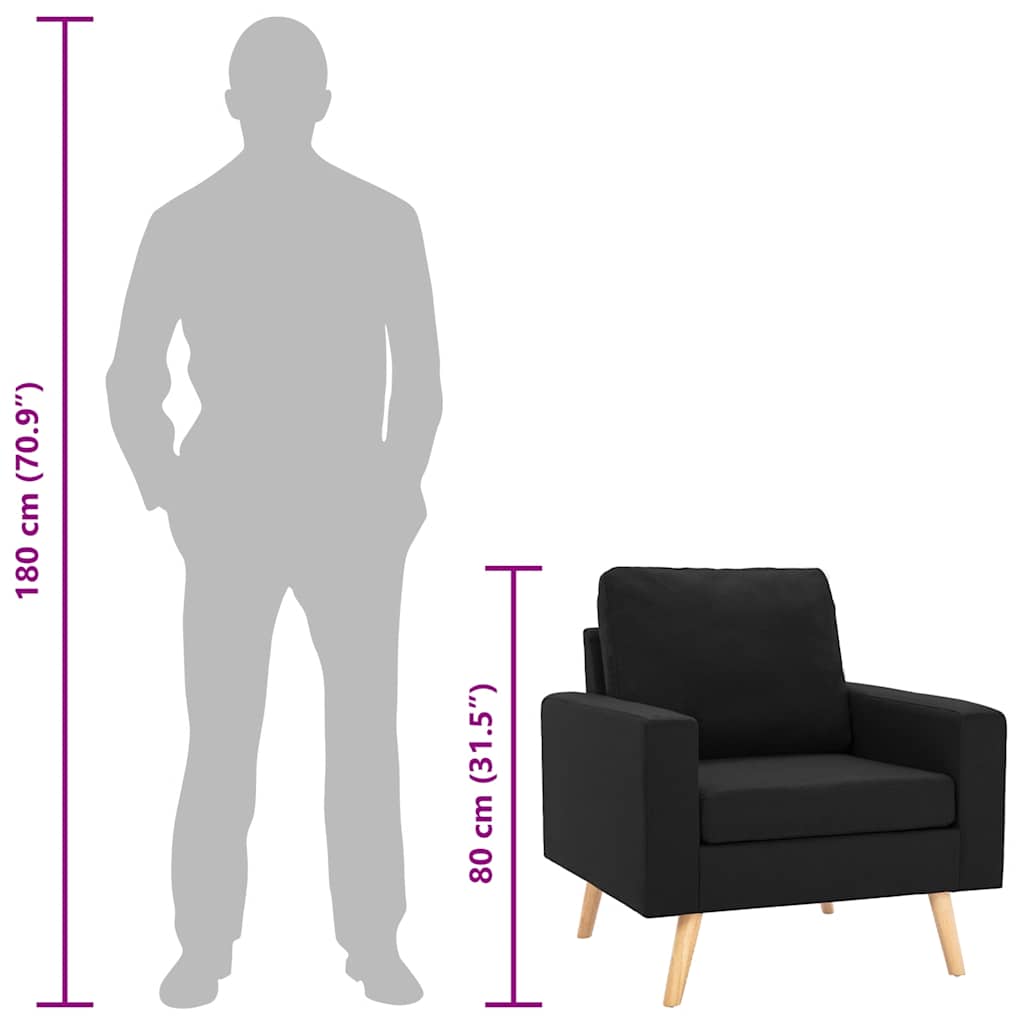 Fauteuil stof zwart – afbeelding 8