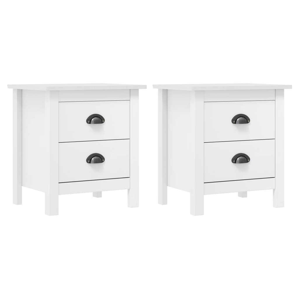 Nachtkastjes 2 st Hill 46x35x49,5 cm grenenhout wit – afbeelding 1