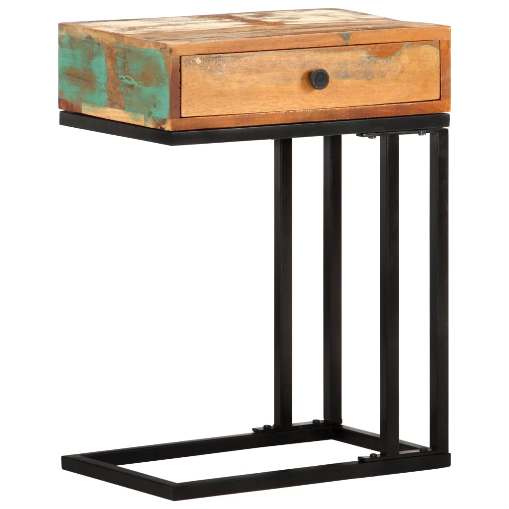 Bijzettafel U-vormig 45x30x61 cm massief gerecycled hout – afbeelding 10