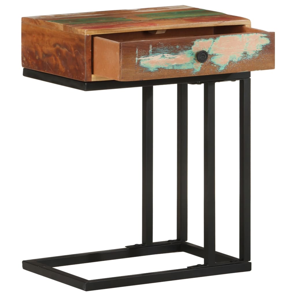 Bijzettafel U-vormig 45x30x61 cm massief gerecycled hout – afbeelding 2