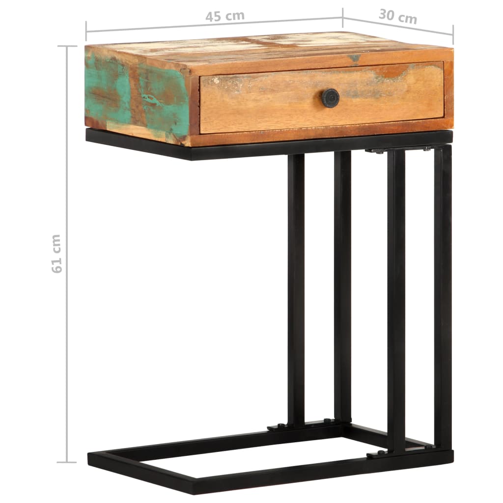Bijzettafel U-vormig 45x30x61 cm massief gerecycled hout – afbeelding 9