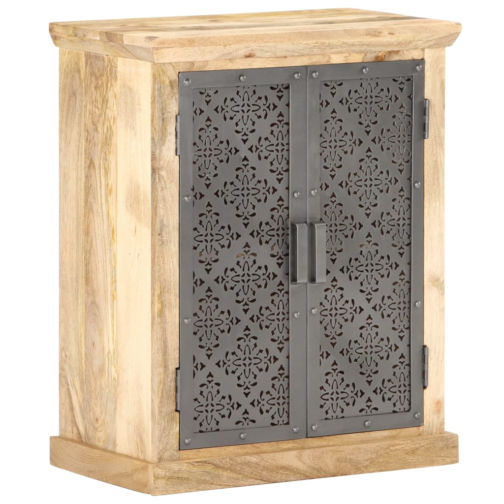 Dressoir met stalen deuren 60x35x75 cm massief mangohout