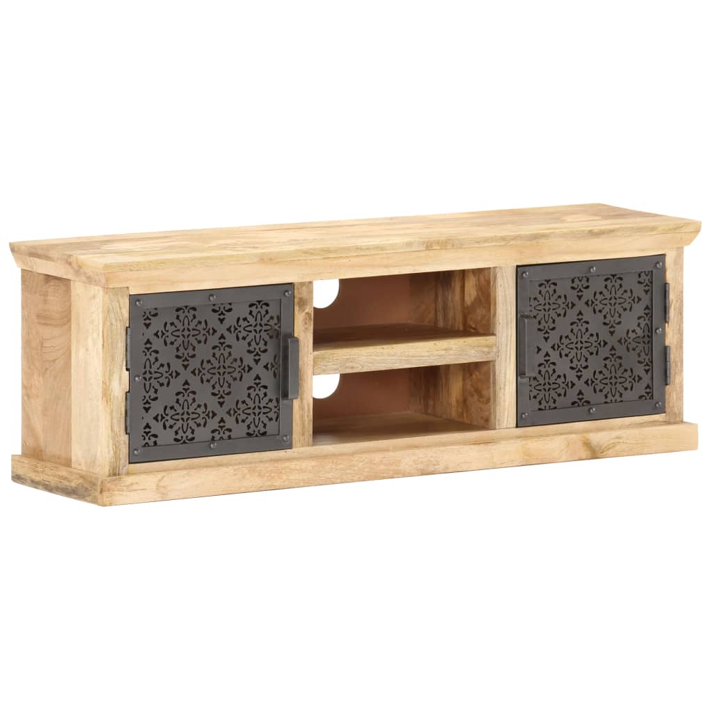 Tv-meubel met stalen deuren 120x30x40 cm massief mangohout – afbeelding 1