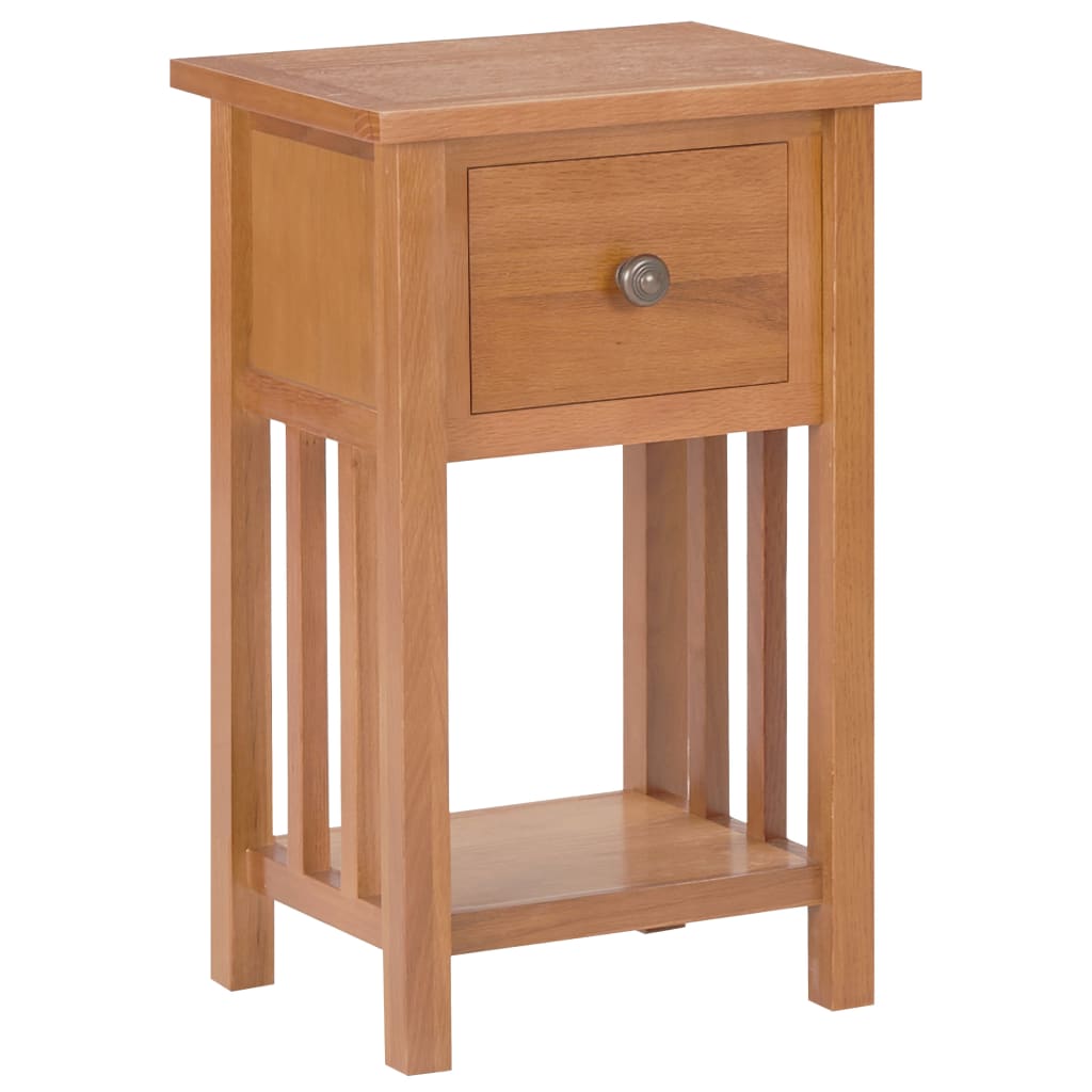 Bijzettafel met lade 35x27x55 cm massief eikenhout – afbeelding 1