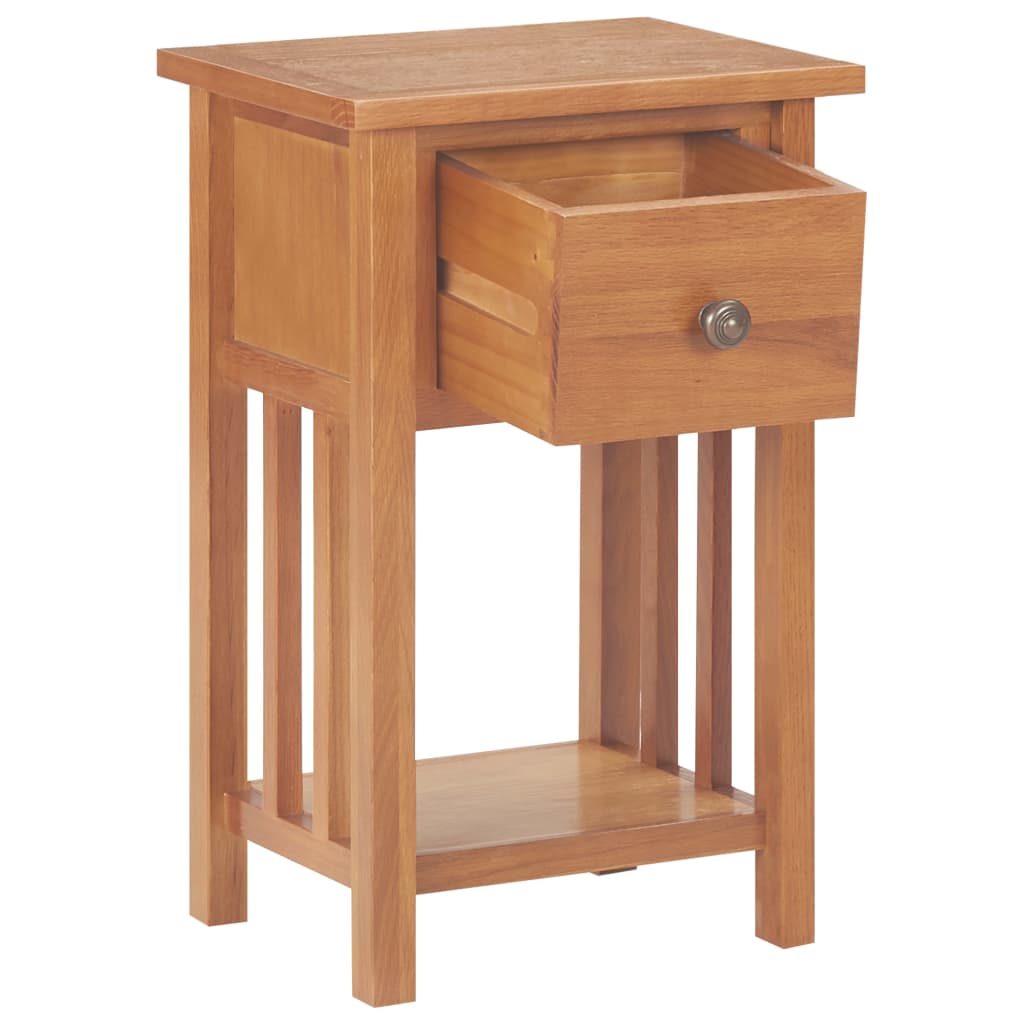 Bijzettafel met lade 35x27x55 cm massief eikenhout – afbeelding 2