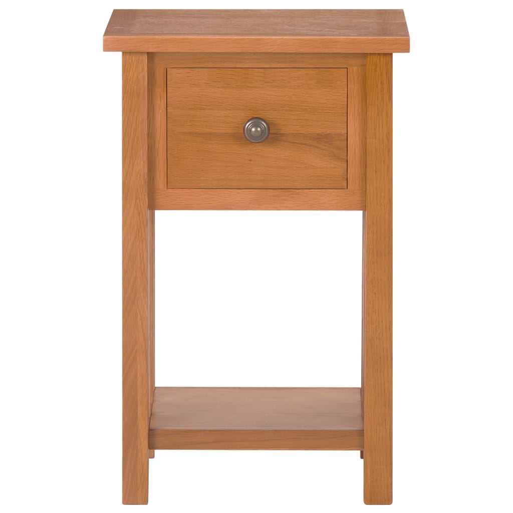 Bijzettafel met lade 35x27x55 cm massief eikenhout – afbeelding 3