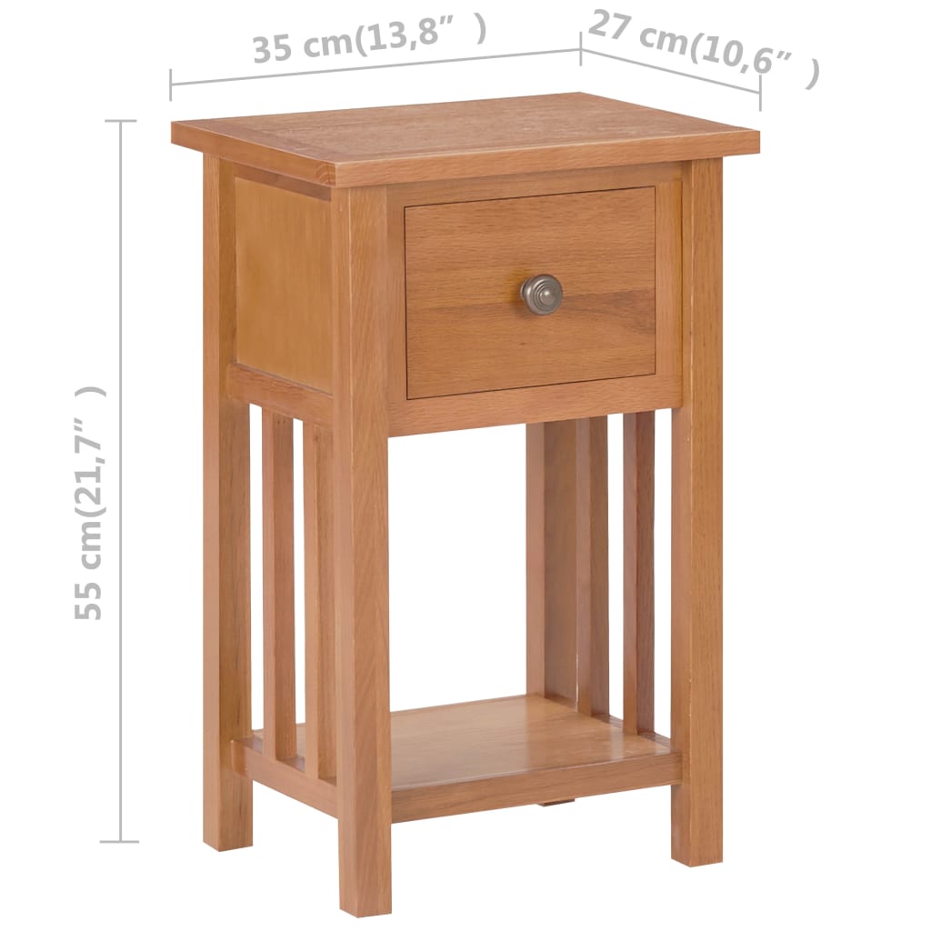 Bijzettafel met lade 35x27x55 cm massief eikenhout – afbeelding 9