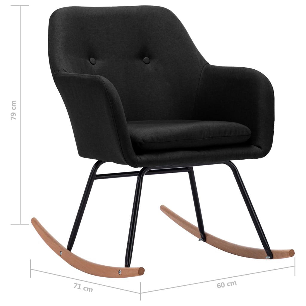 Schommelstoel stof zwart – afbeelding 8