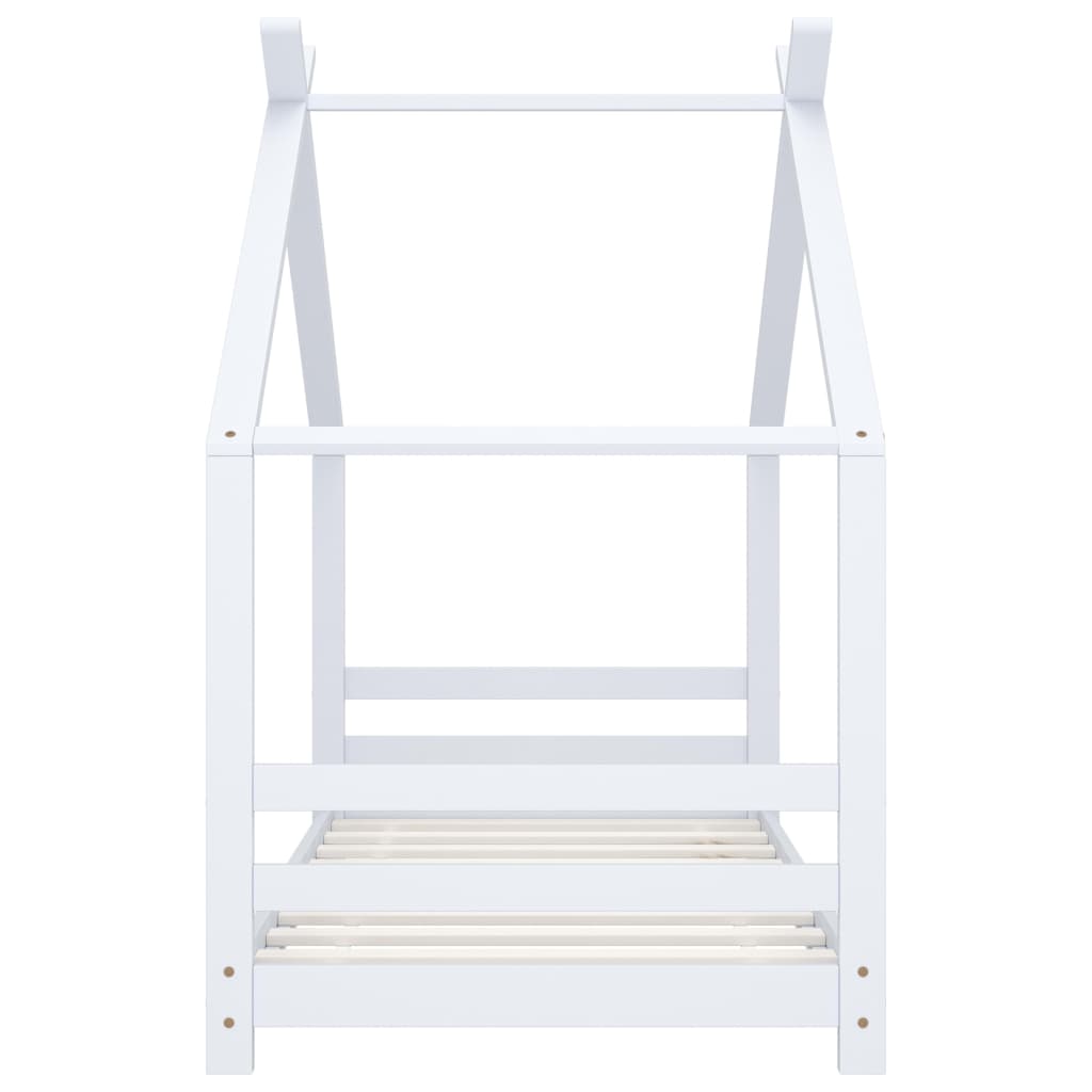 Kinderbedframe massief grenenhout wit 80x160 cm – afbeelding 3