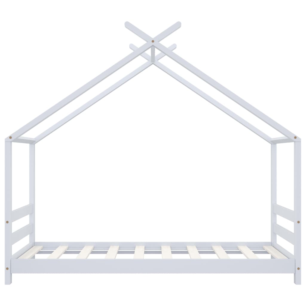 Kinderbedframe massief grenenhout wit 80x160 cm – afbeelding 4