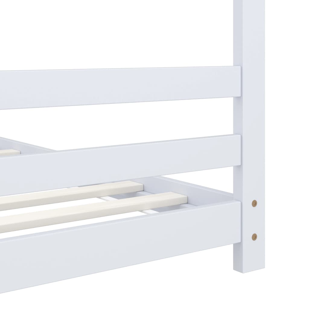 Kinderbedframe massief grenenhout wit 80x160 cm – afbeelding 6