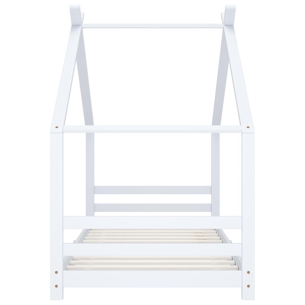Kinderbedframe massief grenenhout wit 90x200 cm – afbeelding 3