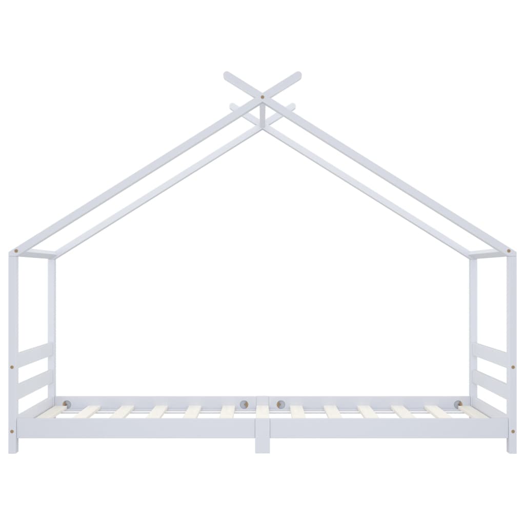 Kinderbedframe massief grenenhout wit 90x200 cm – afbeelding 4
