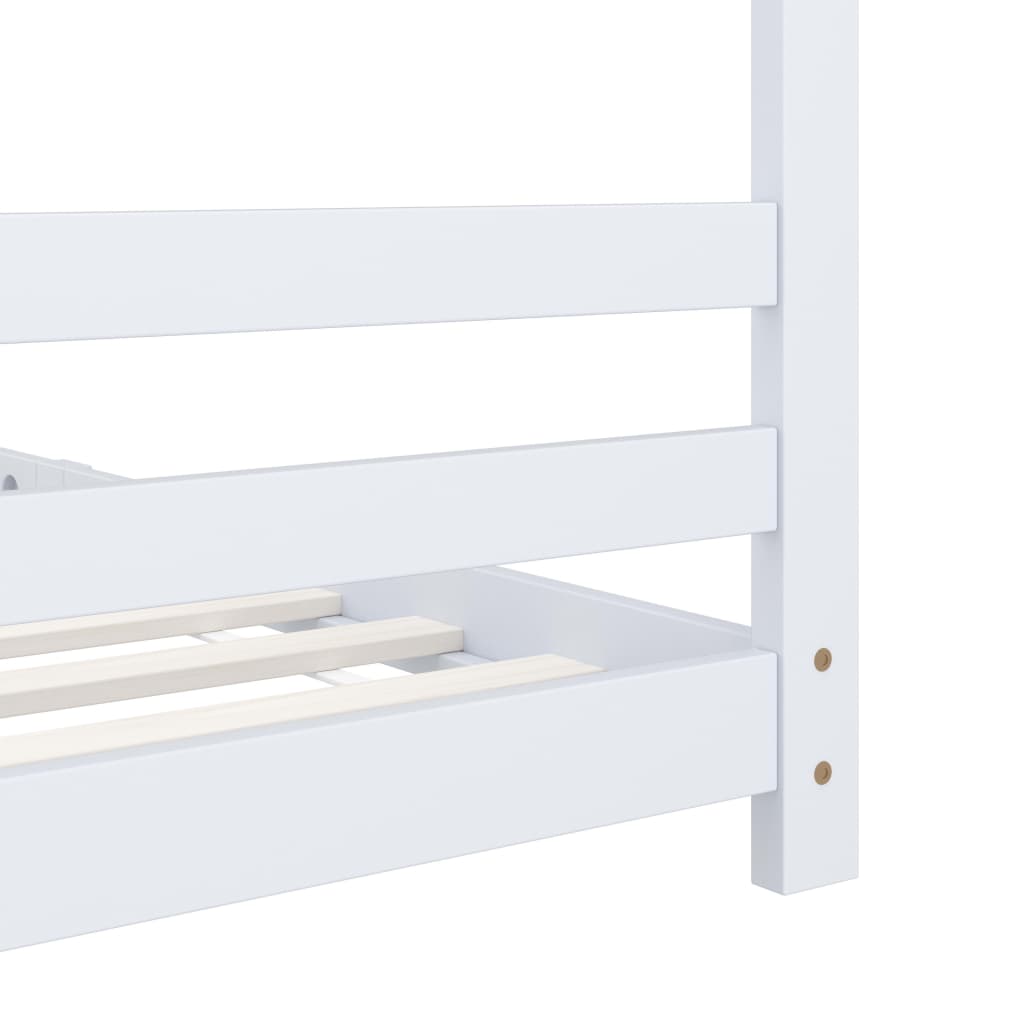 Kinderbedframe massief grenenhout wit 90x200 cm – afbeelding 6