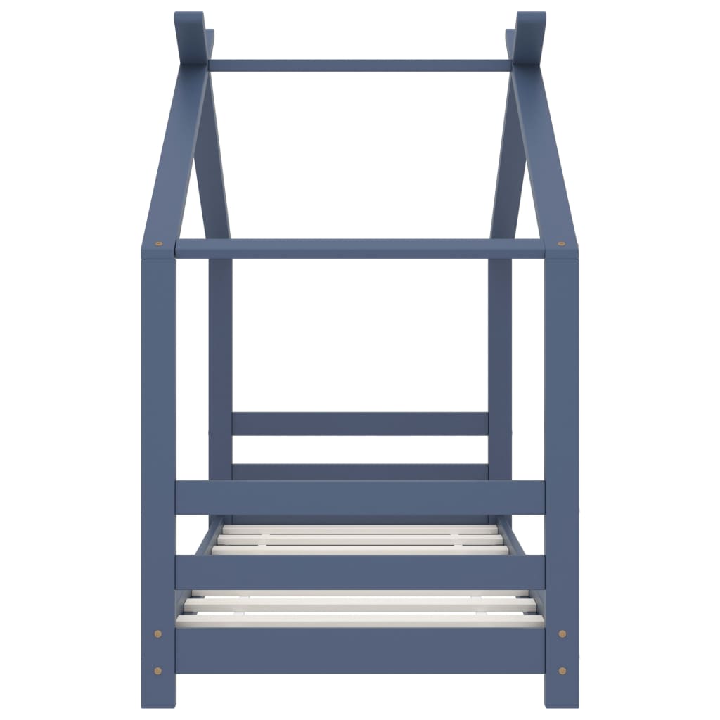 Kinderbedframe massief grenenhout grijs 70x140 cm – afbeelding 3