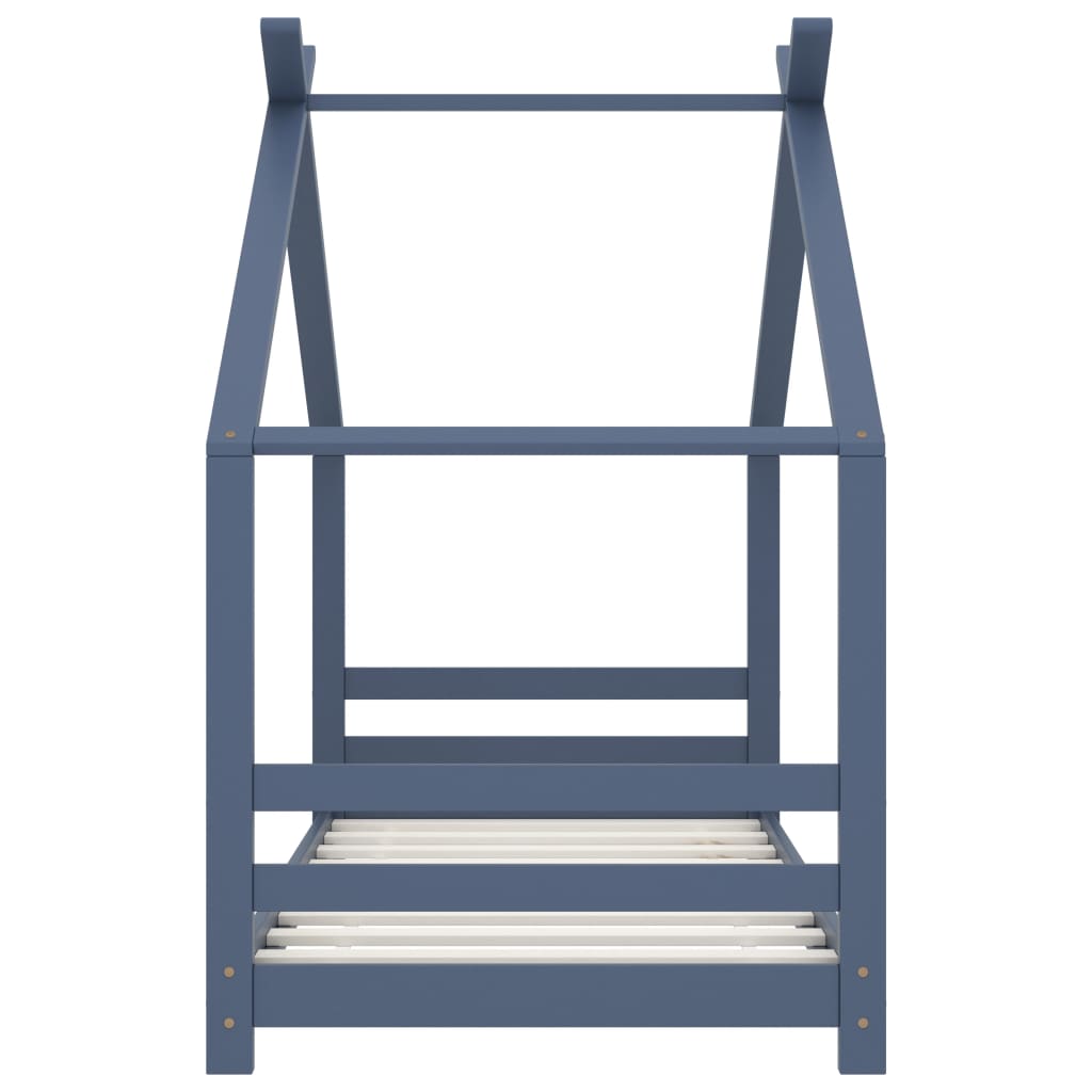 Kinderbedframe massief grenenhout grijs 80x160 cm – afbeelding 3