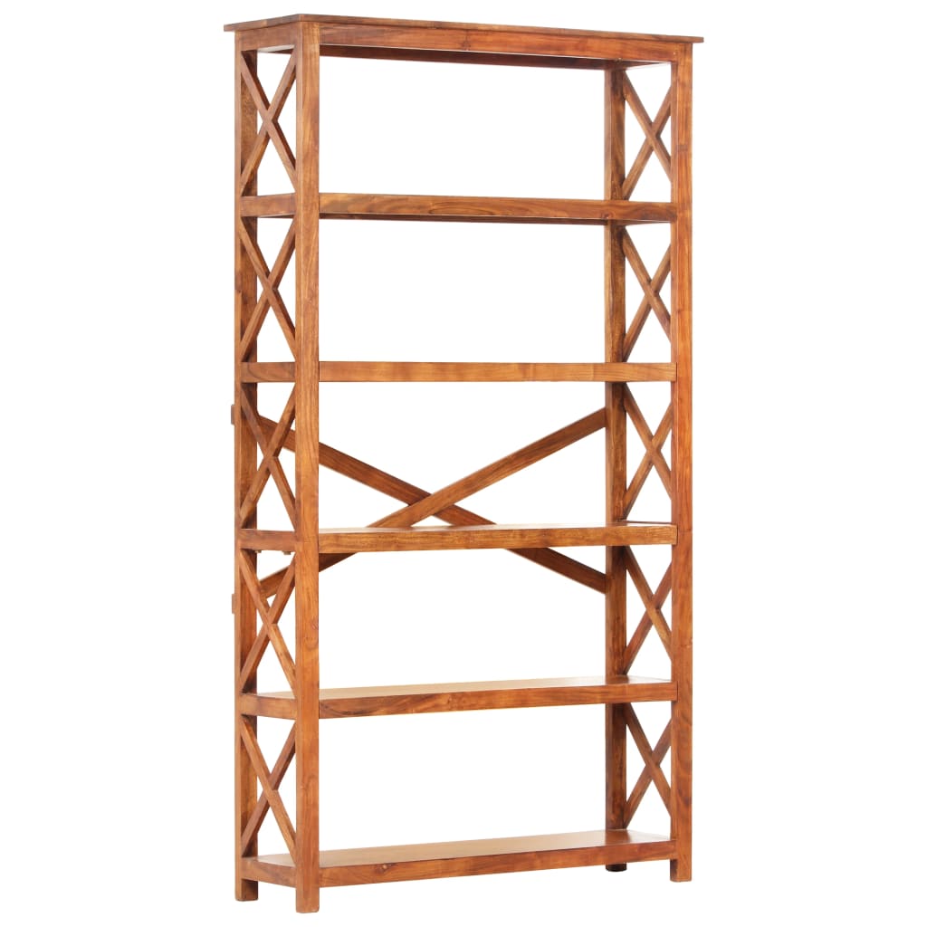 Boekenkast 100x30x180 cm acaciahout met honingafwerking – afbeelding 1