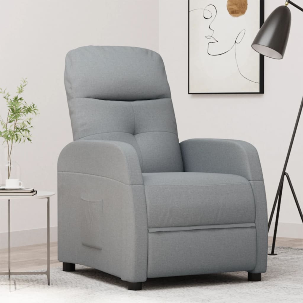 Fauteuil verstelbaar stof lichtgrijs