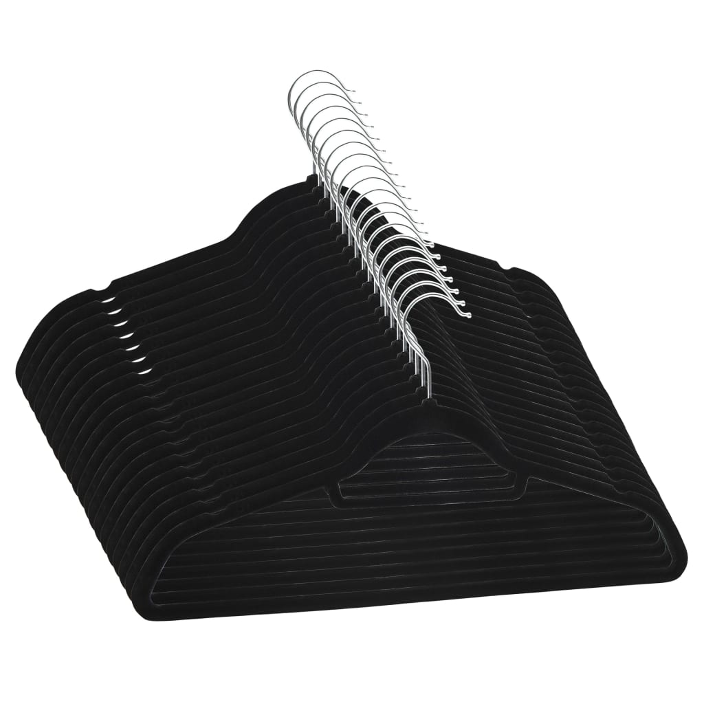 20-delige Kledinghangerset anti-slip fluweel zwart – afbeelding 2