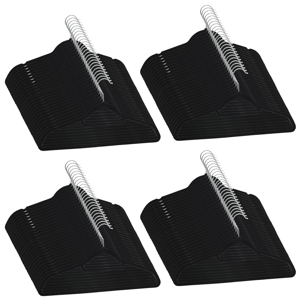 100-delige Kledinghangerset anti-slip fluweel zwart – afbeelding 2