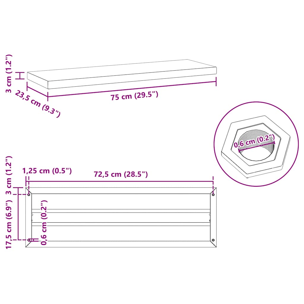 Wandschappen 2 st 75x23,5 cm roestvrijstaal zilverkleurig – afbeelding 10