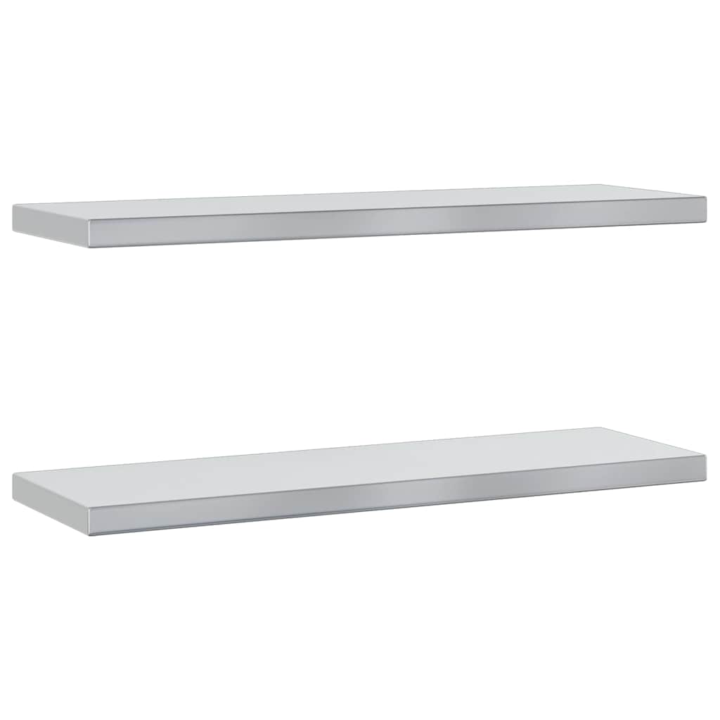 Wandschappen 2 st 75x23,5 cm roestvrijstaal zilverkleurig – afbeelding 2