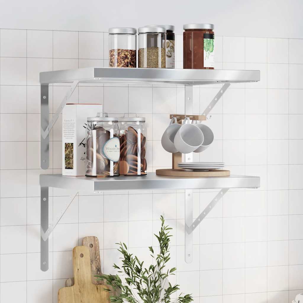 Wandschappen 2 st 50x40 cm roestvrijstaal zilverkleurig – afbeelding 1