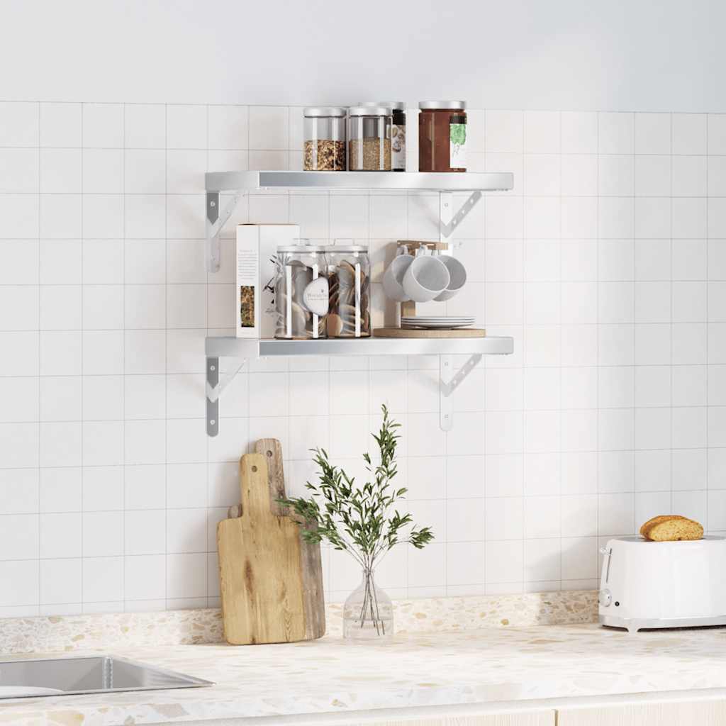 Wandschappen 2 st 50x23,5 cm roestvrijstaal zilverkleurig – afbeelding 3