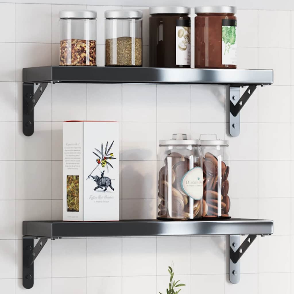 Plankdragers 4 st 15x2,5x11,5 cm roestvrijstaal zwart – afbeelding 1