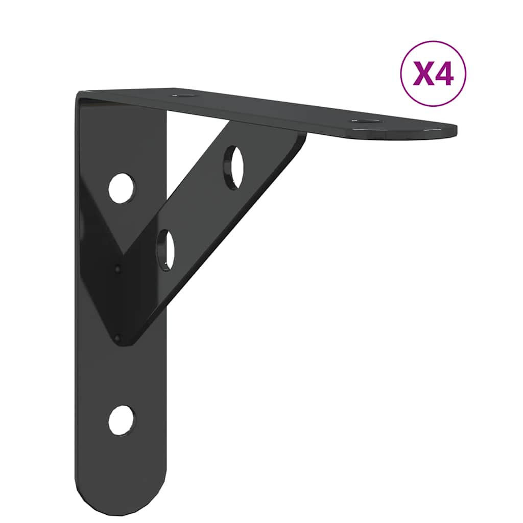 Plankdragers 4 st 15x2,5x11,5 cm roestvrijstaal zwart – afbeelding 2
