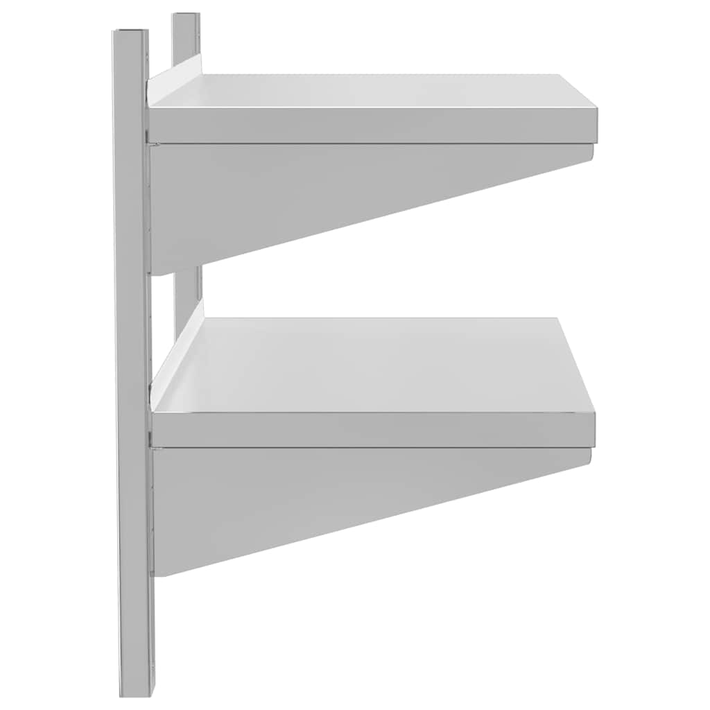 Wandschap 2-laags 75x40x60 cm roestvrijstaal zilverkleurig – afbeelding 6