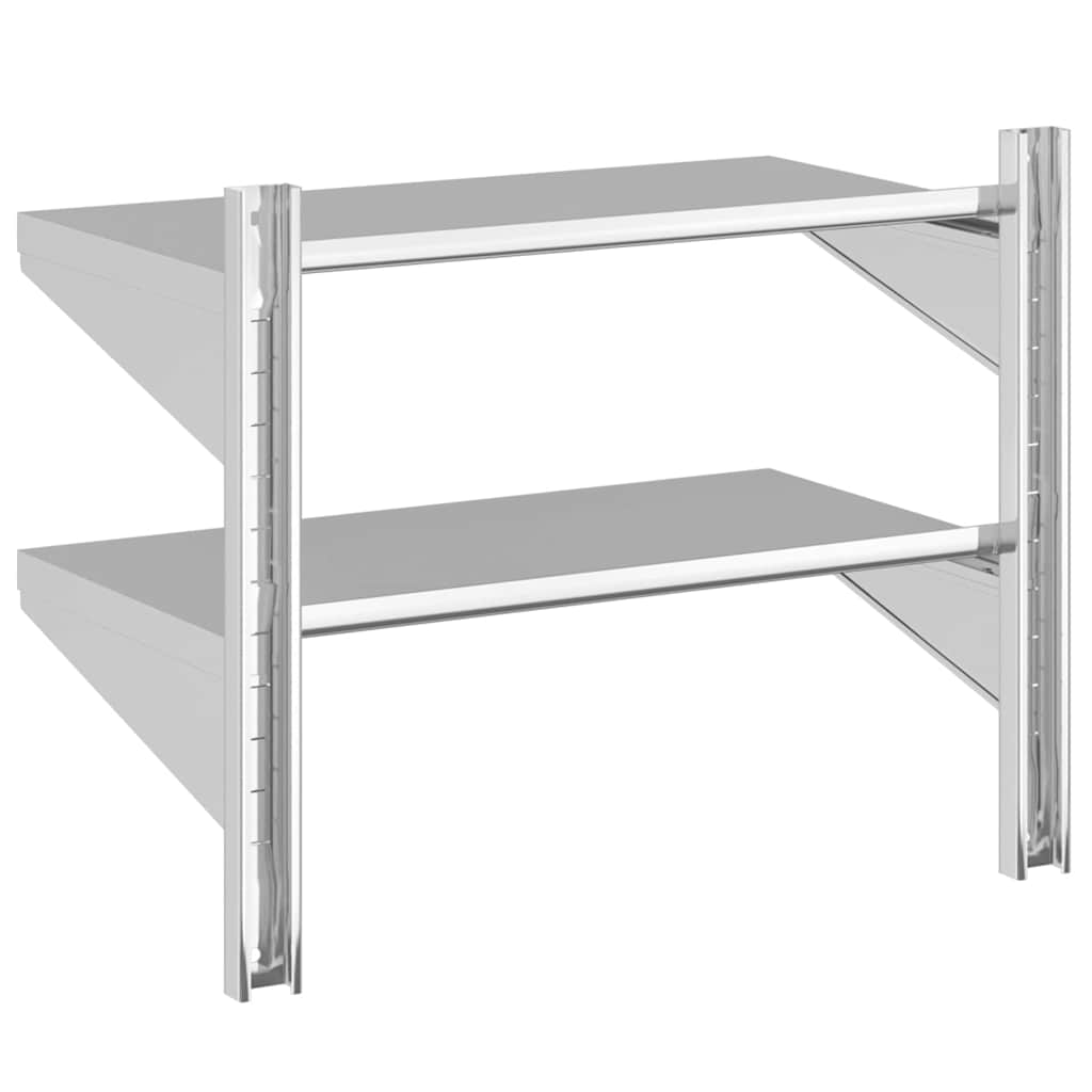 Wandschap 2-laags 75x40x60 cm roestvrijstaal zilverkleurig – afbeelding 7