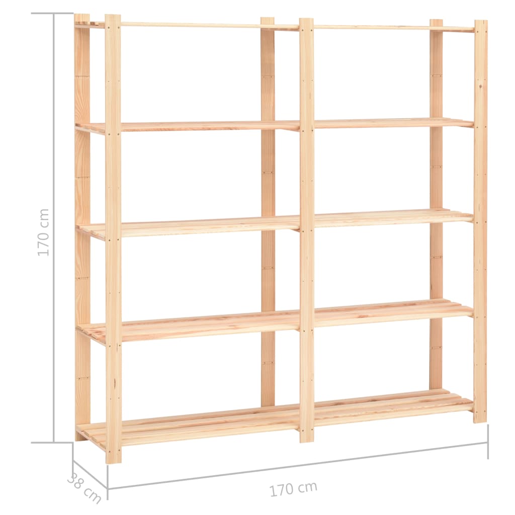 Opbergrekken 5-laags 5 st 170x38x170 cm grenenhout 500 kg – afbeelding 8