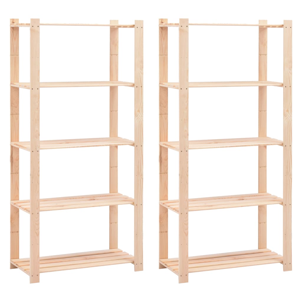 Opbergrekken 5-laags 2 st 80x38x170 cm grenenhout 250 kg