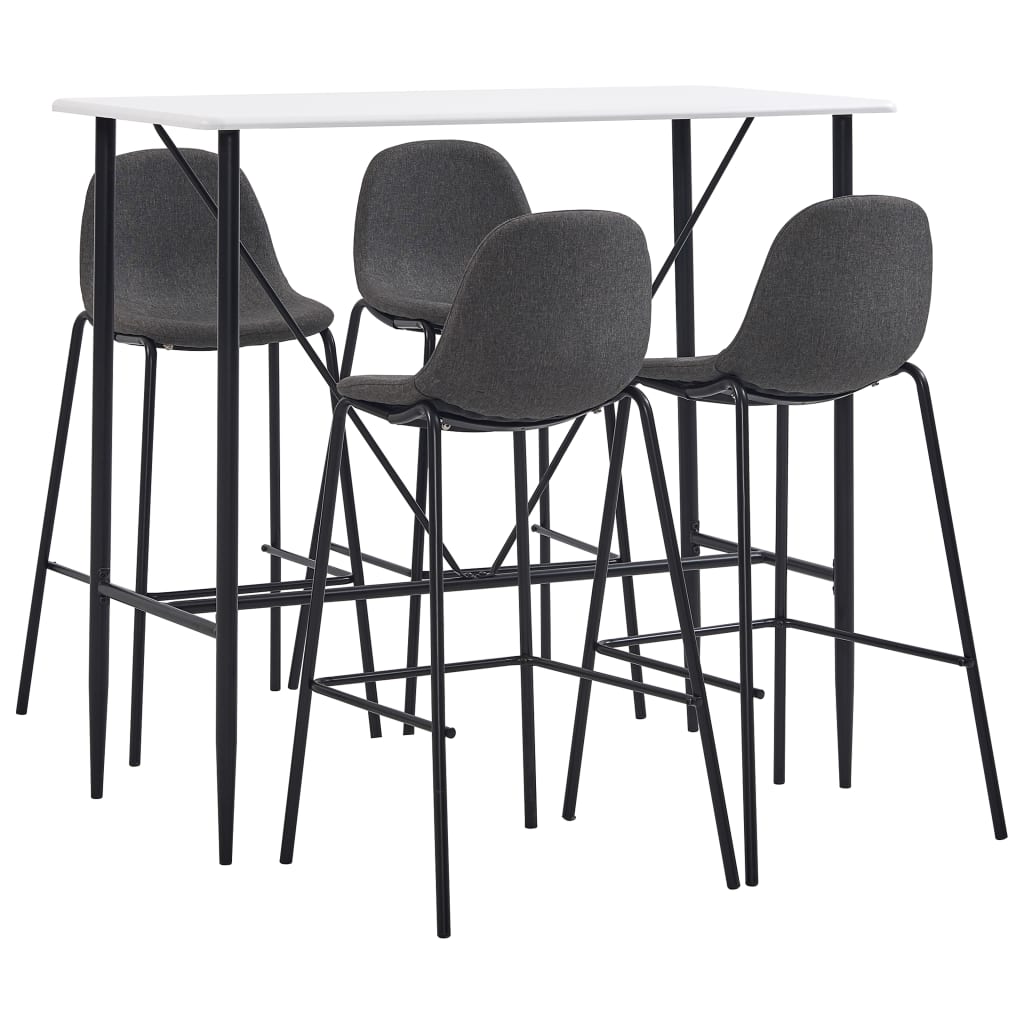 5-delige Barset stof donkergrijs