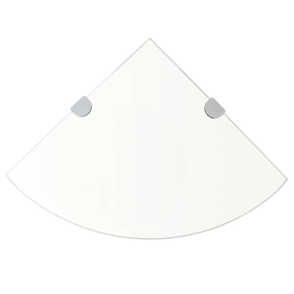 Hoekschappen 2 st met chromen dragers 25x25 cm glas transparant – afbeelding 1